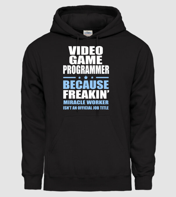 Video game Programmer model negru pe tricou