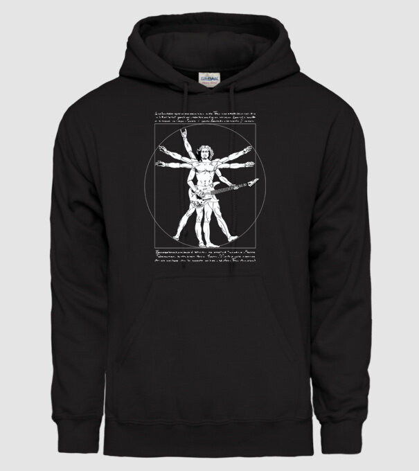 Vitruvius Guitar model negru pe tricou