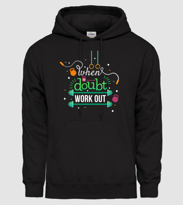 When in doubt model negru pe tricou