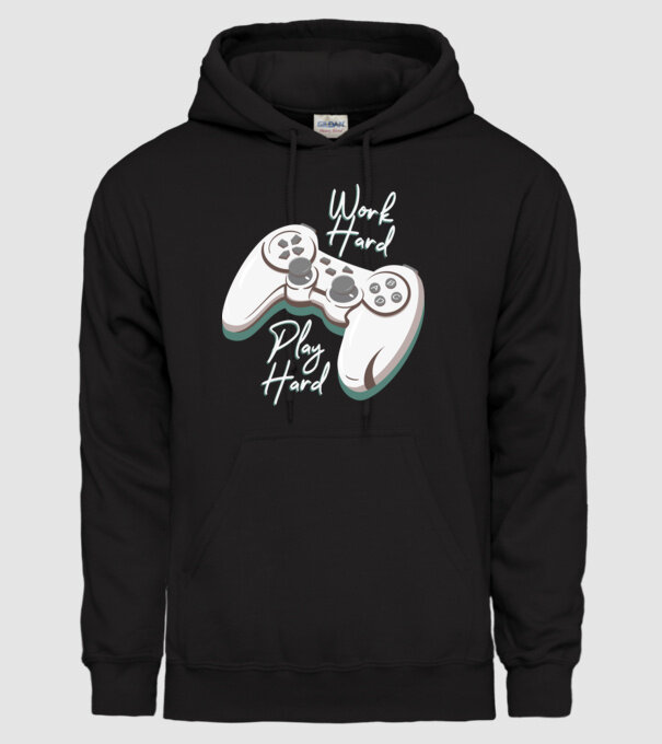 Work hard play hard model negru pe tricou