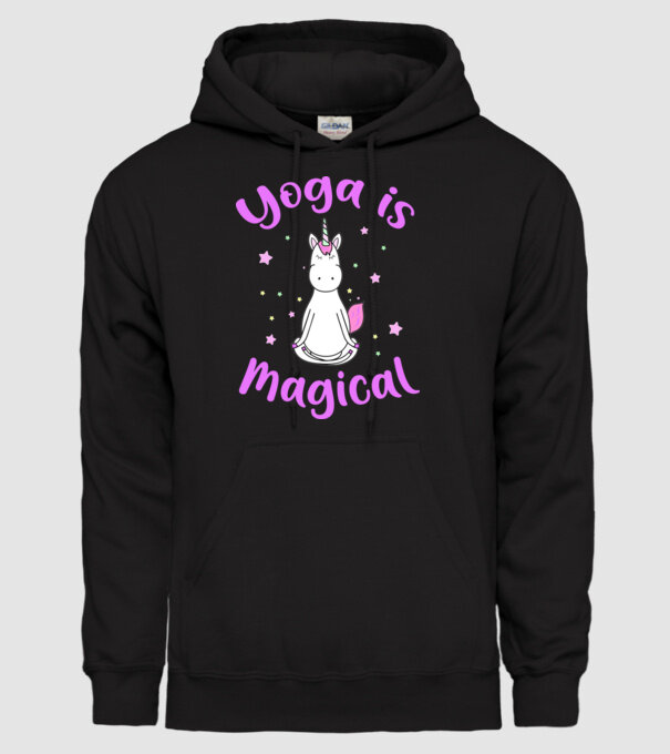 yoga is magical model negru pe tricou