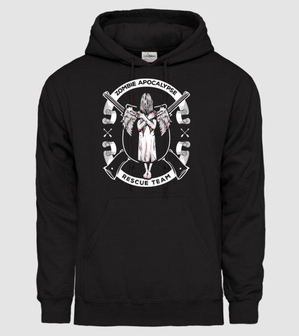 Zombie apocalypse rescue team angel model negru pe tricou