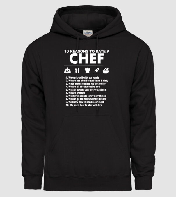 10 reasons to date a chef model negru pe tricou