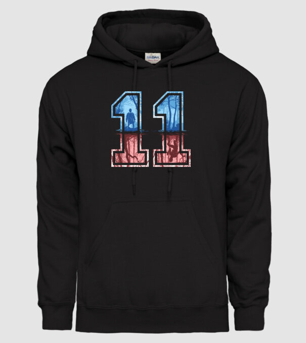 11 eleven stranger things model negru pe tricou