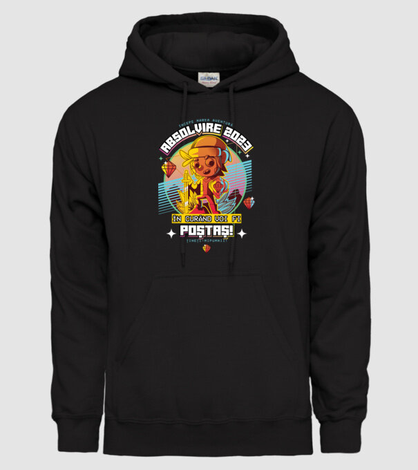 absolvire 2023 poștaș model negru pe tricou