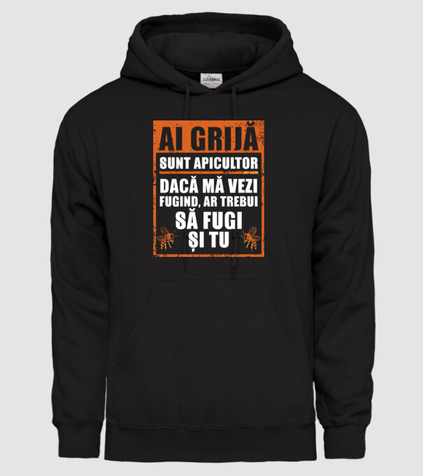 ai grijă, sunt apicultor, dacă mă vezi fugind, ar trebui să fugi și tu model negru pe tricou