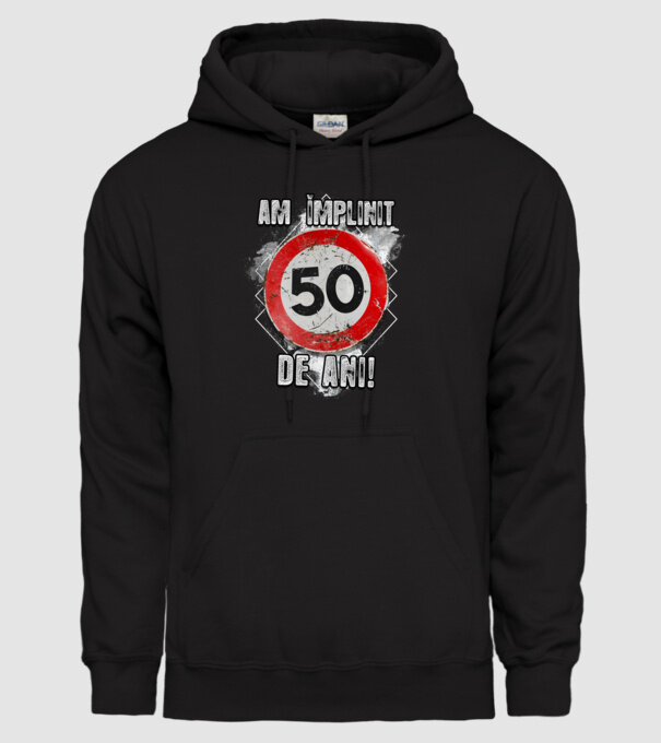 Am împlinit 50 de ani! model negru pe tricou