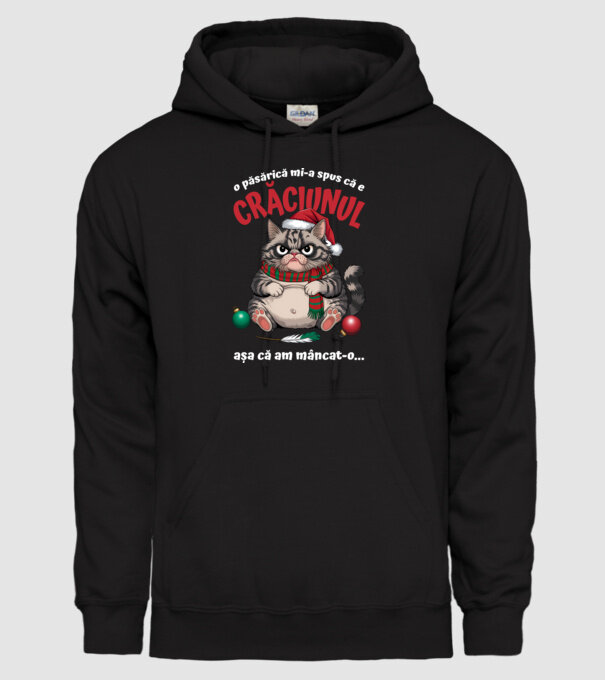 Am mâncat pasărea Crăciun pisică Negru model negru pe tricou