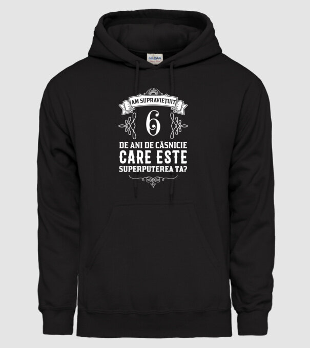 Am supraviețuit 6 ani de an de căsnicie - care este superputerea ta? model negru pe tricou