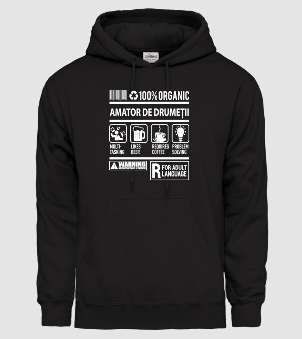 amator de drumeții model negru pe tricou