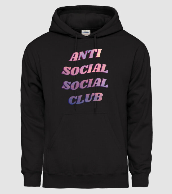 Anti social social club pink model negru pe tricou