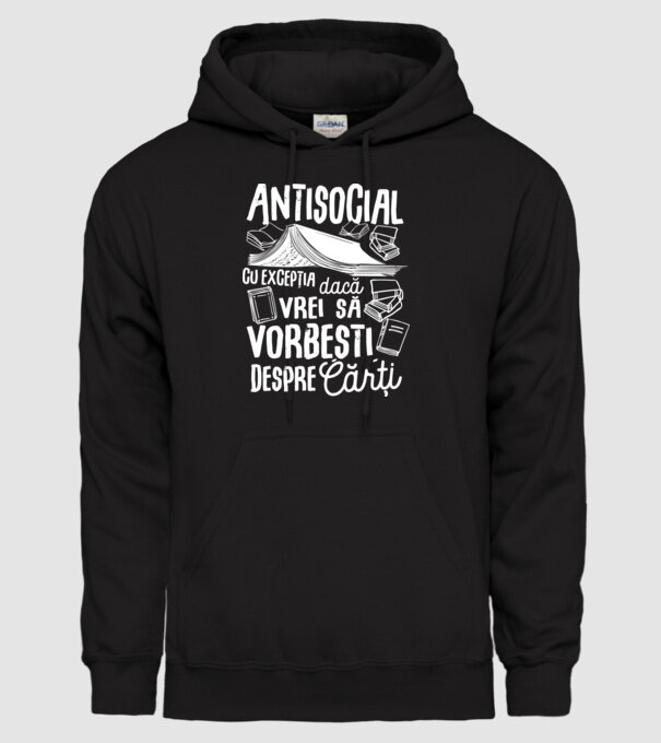 Antisocial, cu excepția dacă vrei să vorbești despre cărți model negru pe tricou