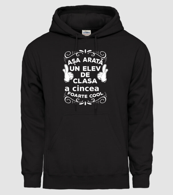Așa arată un elev de clasa a cincea foarte cool model negru pe tricou