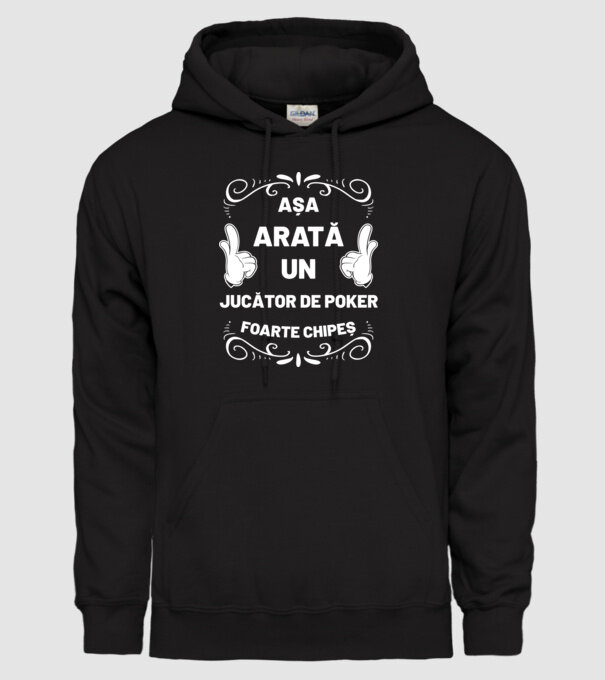 Așa arată un JUCĂTOR DE POKER foarte chipeș model negru pe tricou
