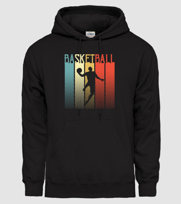 basketball vintage model negru pe tricou