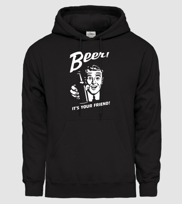 beer is your friend model negru pe tricou