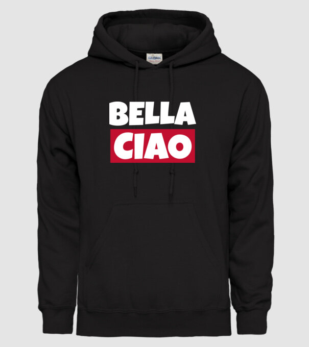 bella ciao logo model negru pe tricou