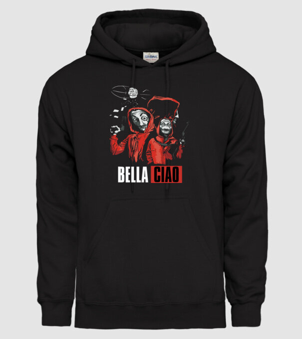 bella ciao money heist model negru pe tricou
