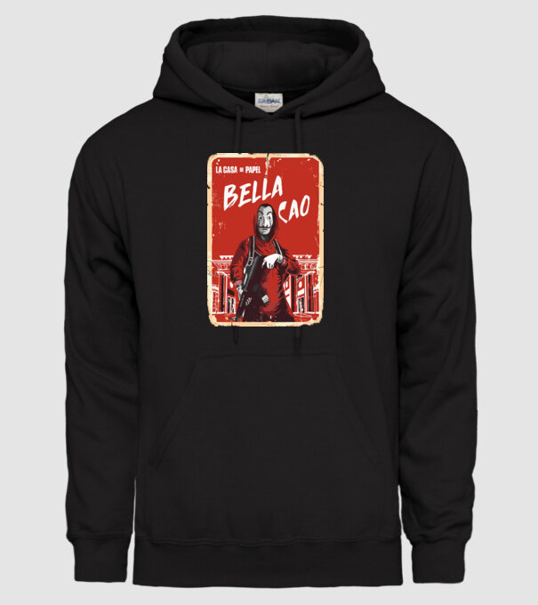 bella ciao poster retro model negru pe tricou