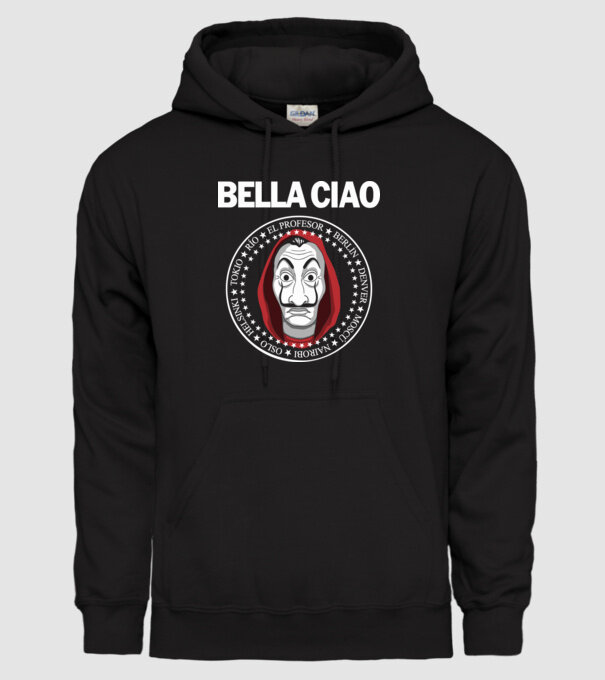 bella ciao stroke white model negru pe tricou