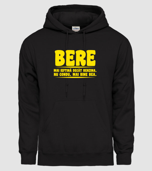 bere: mai ieftină decât benzina. nu condu, mai bine bea. model negru pe tricou