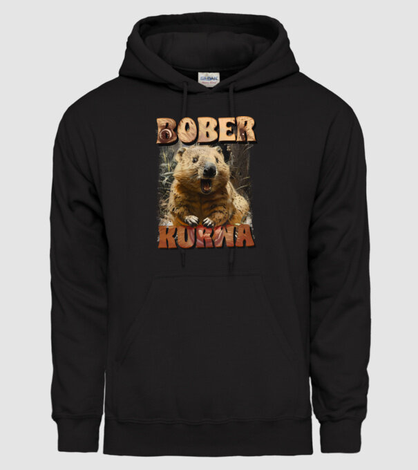 BOBER wombat model negru pe tricou