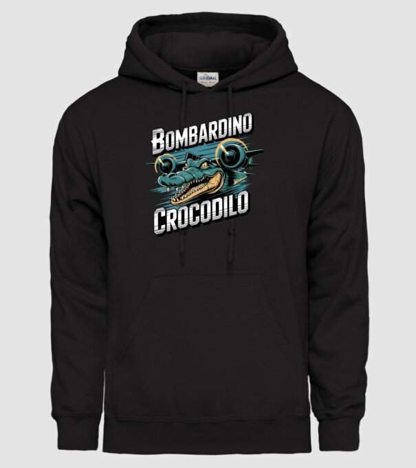 Bombardino Crocodilo 2 model negru pe tricou
