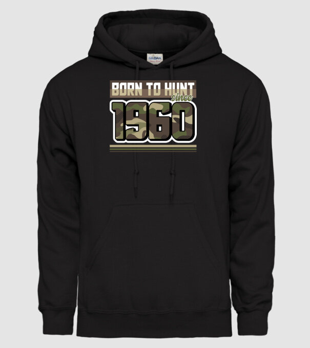 Born to hunt since 1960 model negru pe tricou