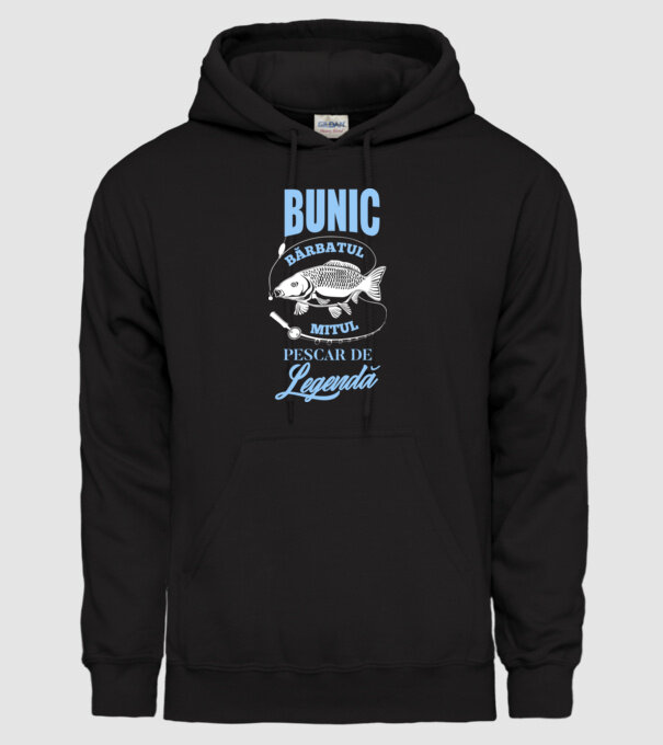 Bunic - bărbatul, mitul, pescar de legendă model negru pe tricou