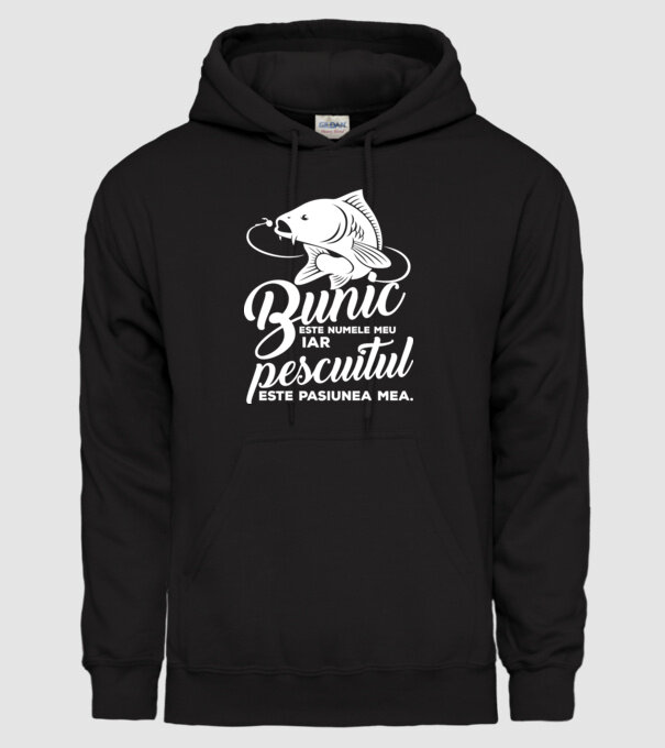 Bunic este numele meu, iar pescuitul este pasiunea mea model negru pe tricou