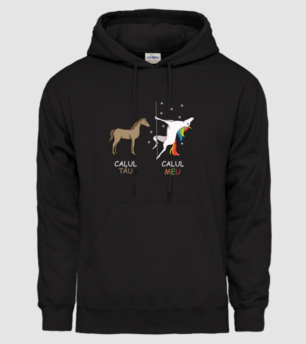 calul tău - calul meu model negru pe tricou