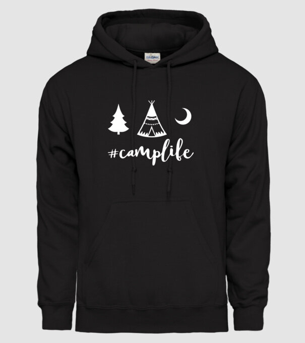 camplife model negru pe tricou