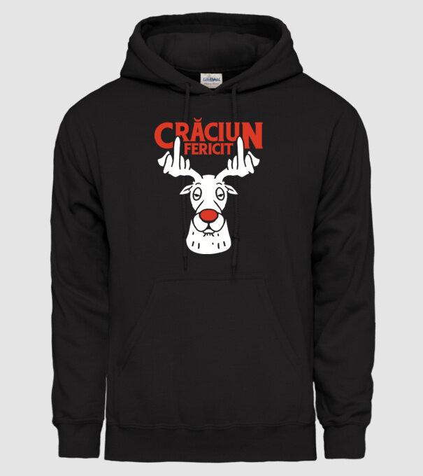 Căprioară de Crăciun antisocială model negru pe tricou