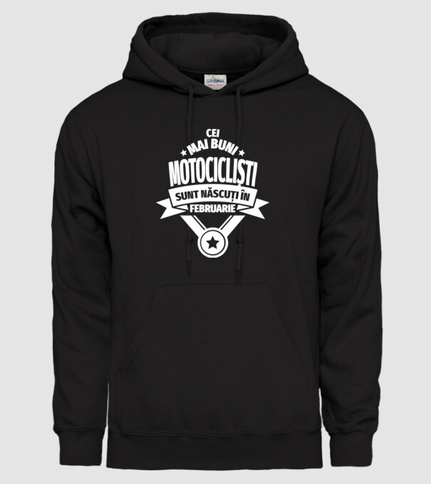 Cei mai buni motocicliști sunt născuți în februarie model negru pe tricou