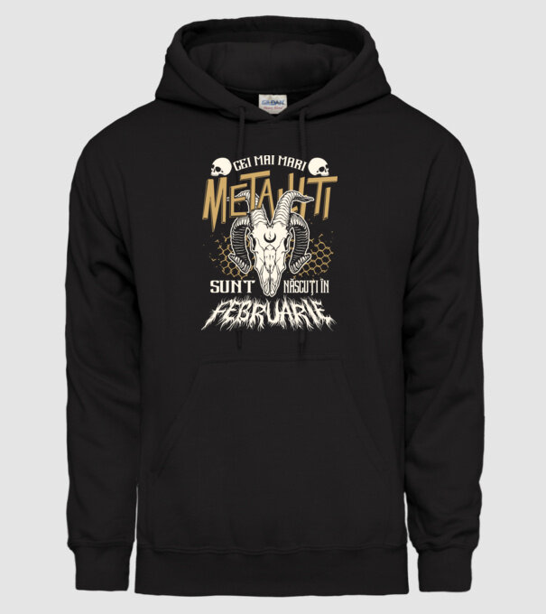 Cei mai mari metaliști sunt născuți în februarie. model negru pe tricou