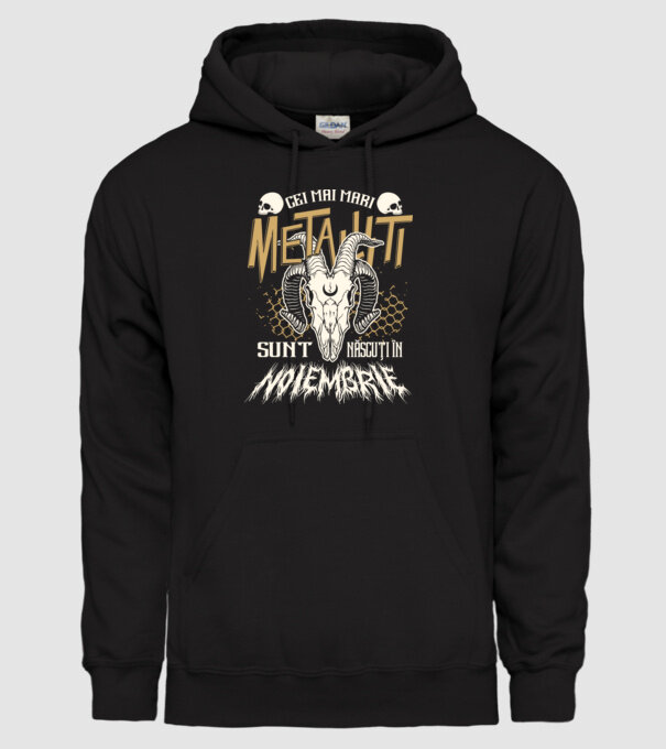 Cei mai mari metaliști sunt născuți în noiembrie. model negru pe tricou