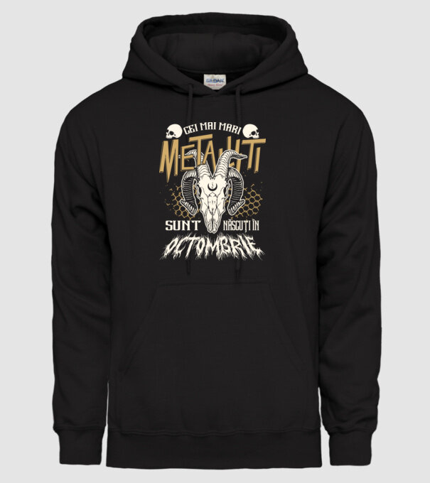 Cei mai mari metaliști sunt născuți în octombrie. model negru pe tricou