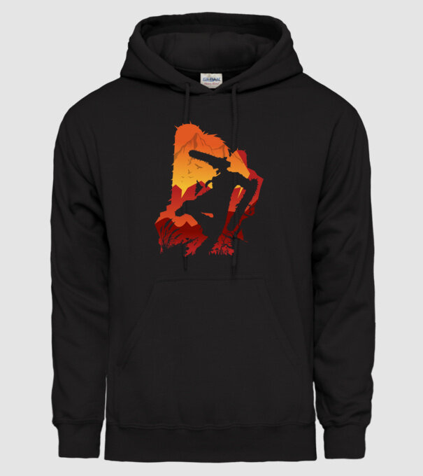 Chainsaw man silhouette model negru pe tricou