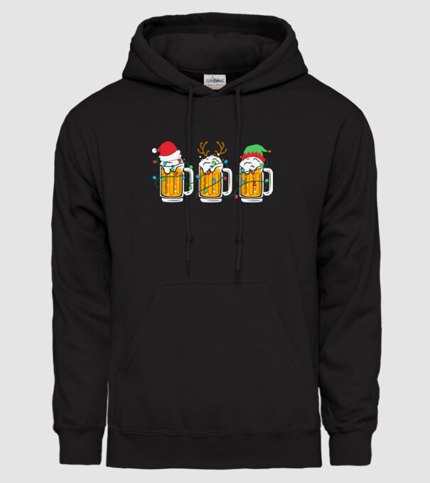 Christmas beer mugs model negru pe tricou