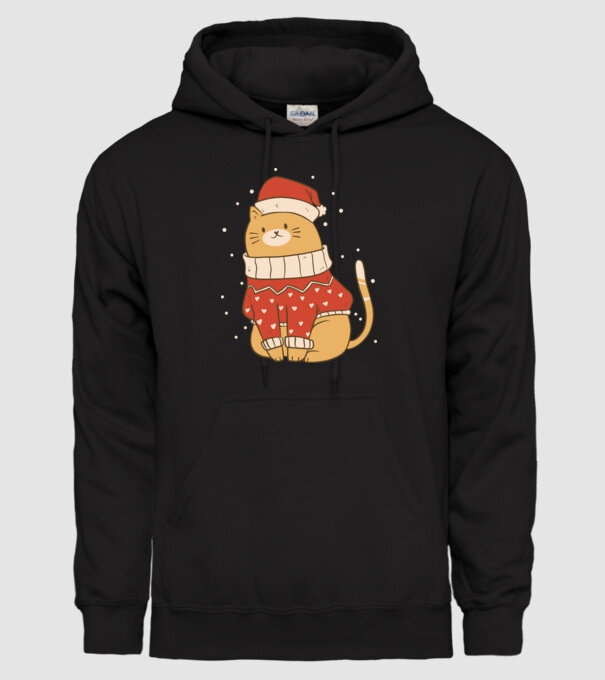Christmas cat model negru pe tricou