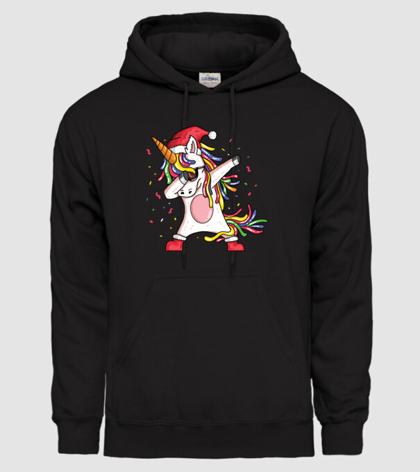 Christmas unicorn dab model negru pe tricou