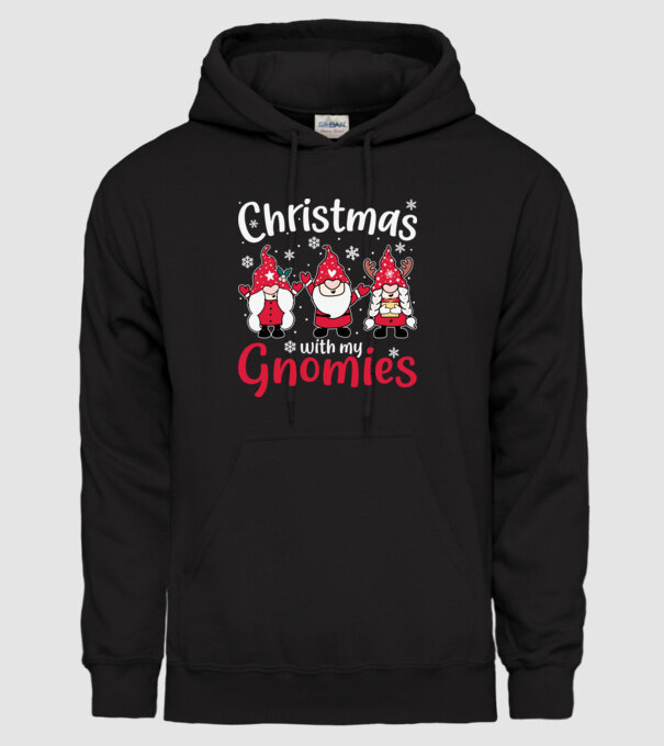 Christmas with my gnomies model negru pe tricou