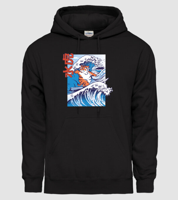 Chubby Surfer Tiger model negru pe tricou
