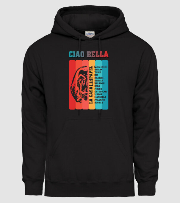 ciao bella retro model negru pe tricou