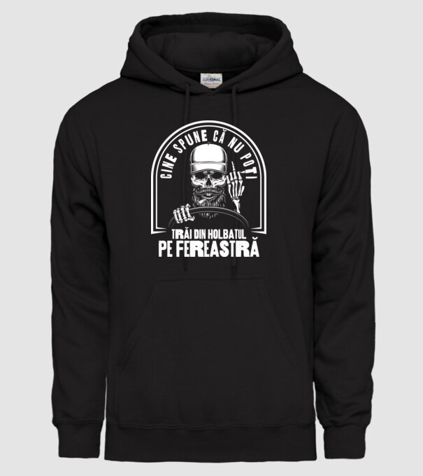 Cine spune că nu poți trăi din holbatul pe fereastră? model negru pe tricou