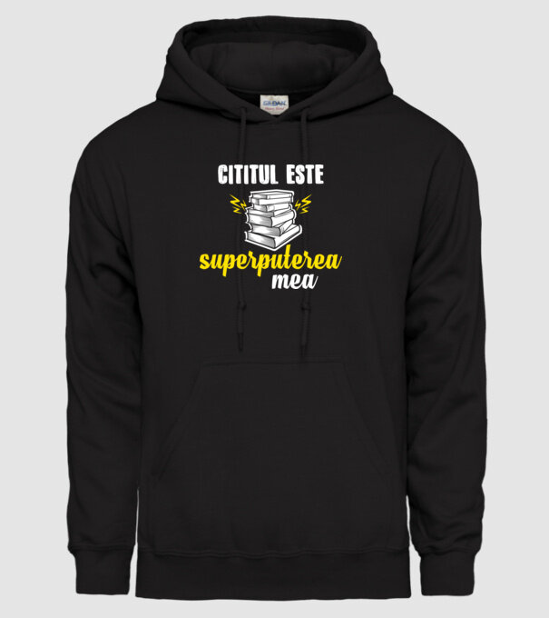 cititul este superputerea mea model negru pe tricou