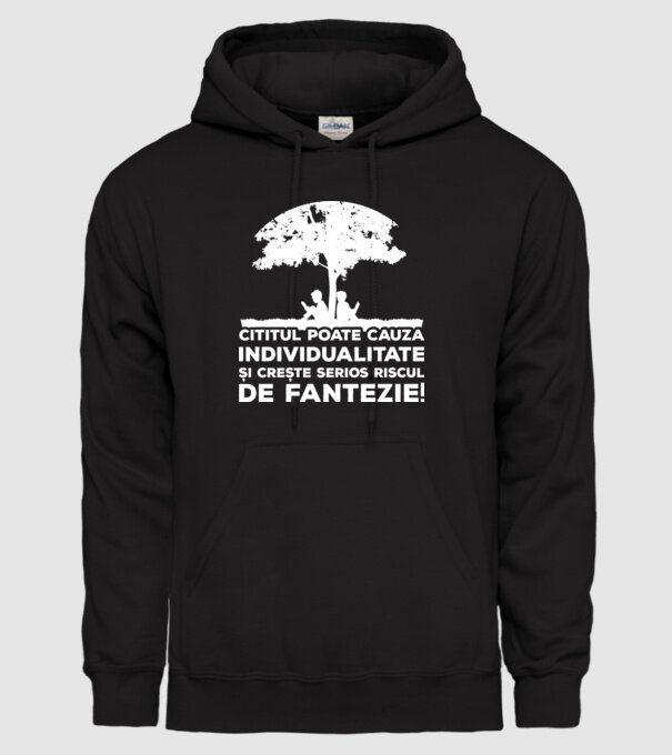 Cititul poate cauza individualitate și crește serios riscul de fantezie! model negru pe tricou