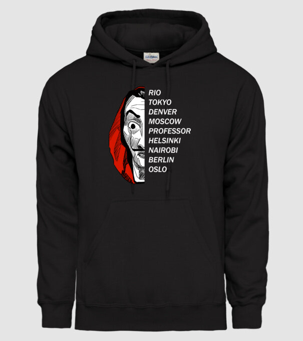classic logo money heist model negru pe tricou