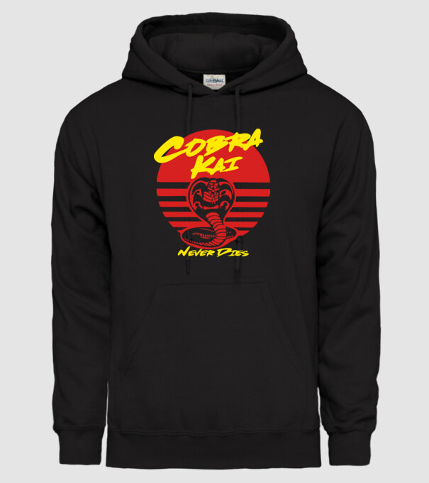 cobra kai sunset logo model negru pe tricou