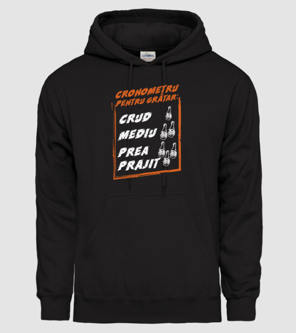 cronometru pentru grătar: crud, mediu, prea prăjit model negru pe tricou